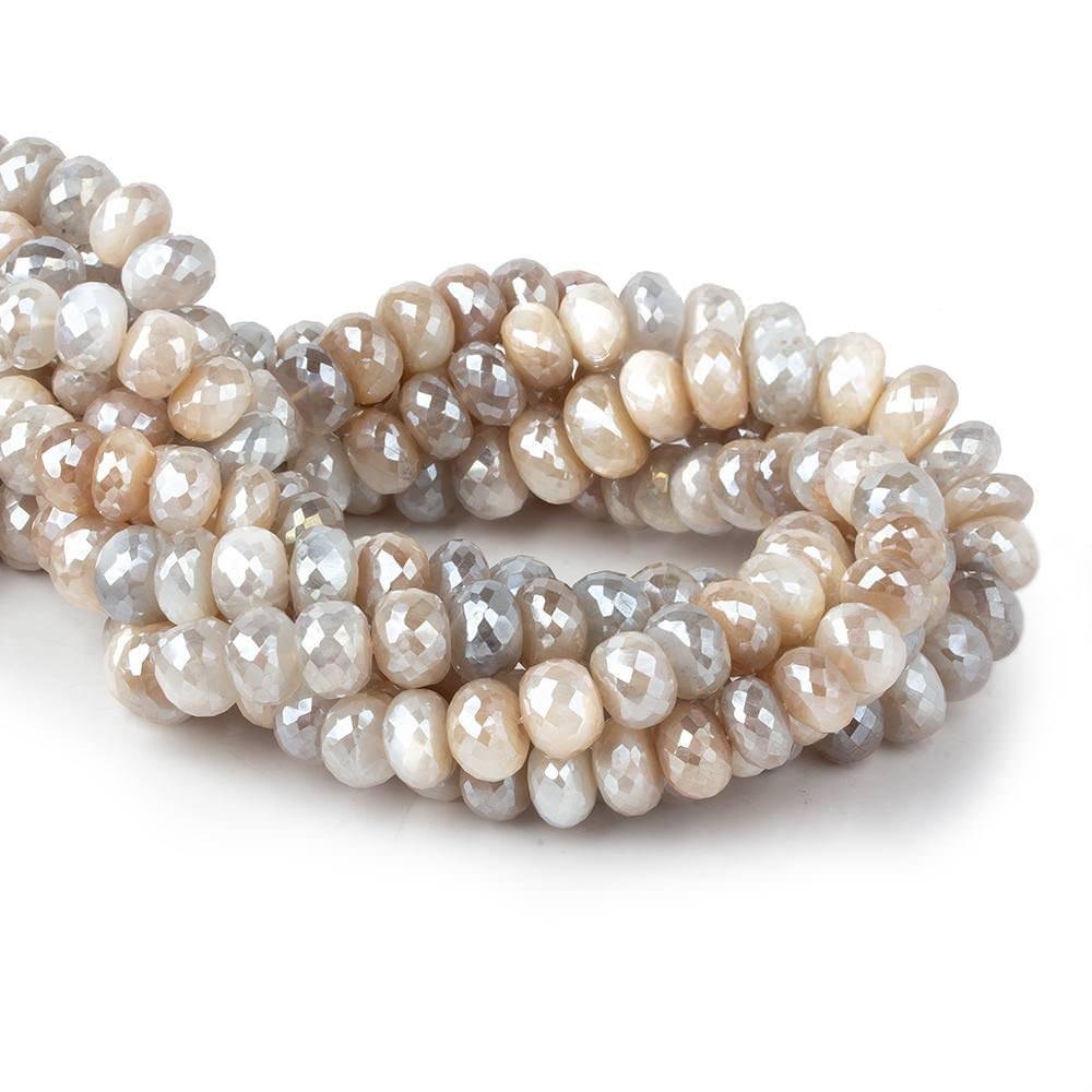 Mystic Multi Color Moonstone faceted rondelles 14 inch 48 beads - The Bead Traders