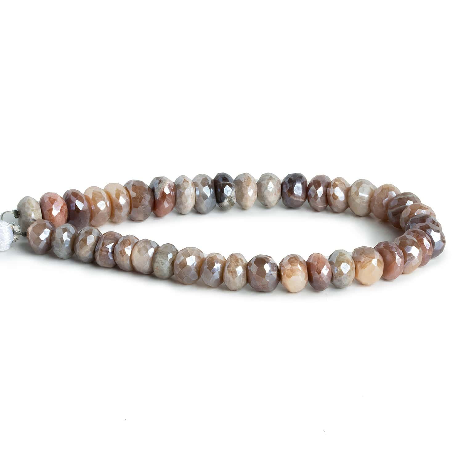 Mystic Multi Color Moonstone Rondelles 8 inch 39 beads - The Bead Traders