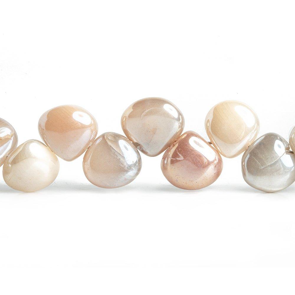 Mystic Multi Moonstone Plain Heart Beads 7.5 inch 28 pieces - The Bead Traders