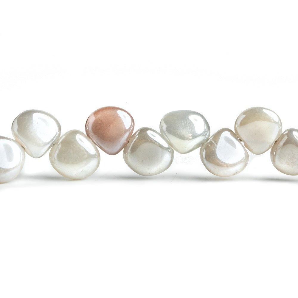 Mystic Multi Moonstone Plain Heart Beads 7.5 inch 30 pieces - The Bead Traders