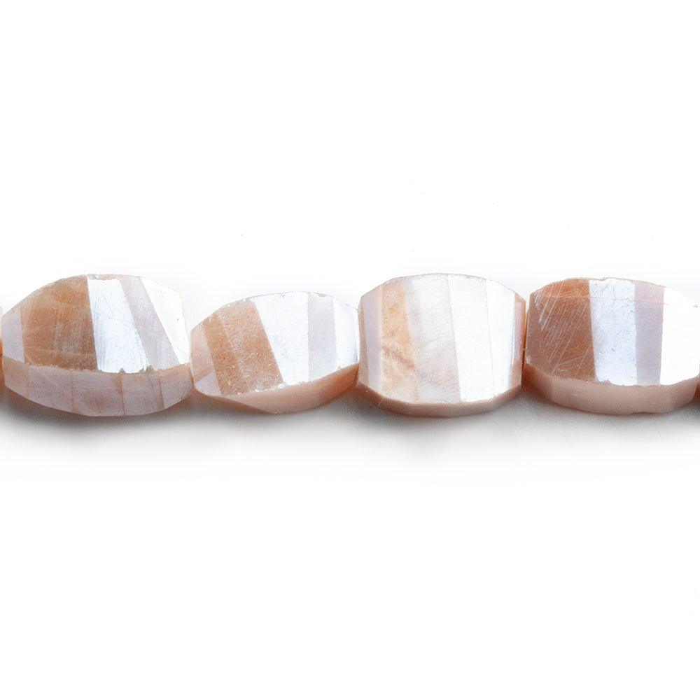 Mystic Peach Moonstone Faceted Twist Beads 8 inch 14 pieces - The Bead Traders