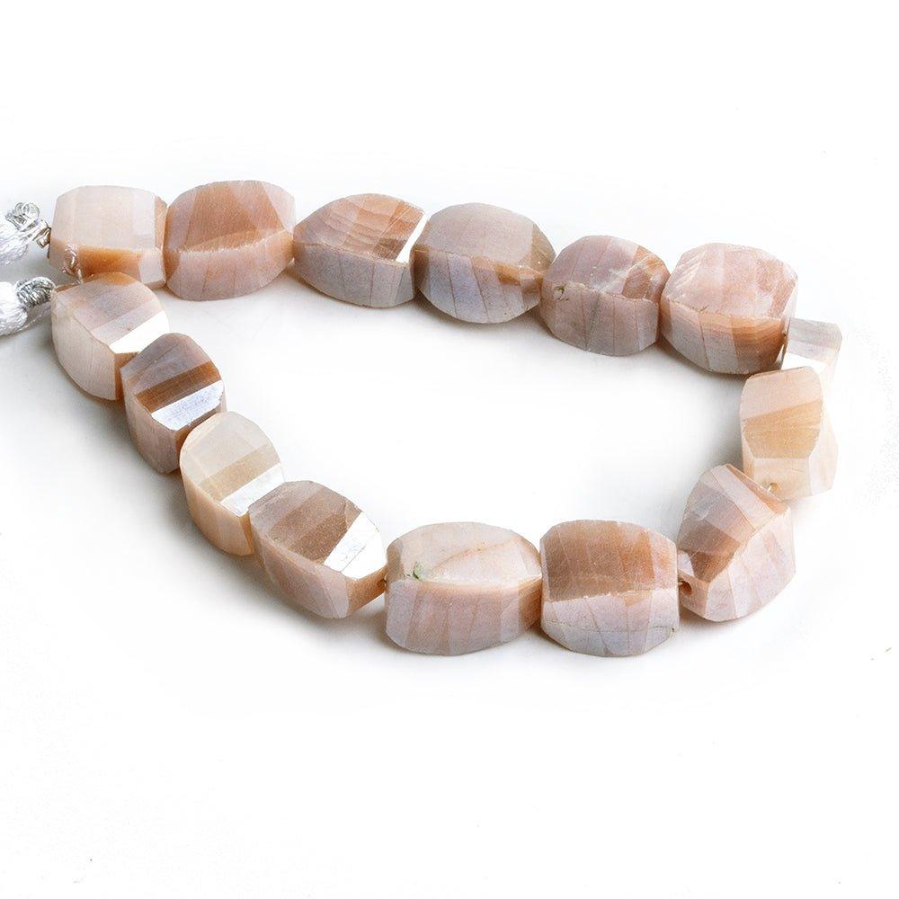 Mystic Peach Moonstone Faceted Twist Beads 8 inch 14 pieces - The Bead Traders