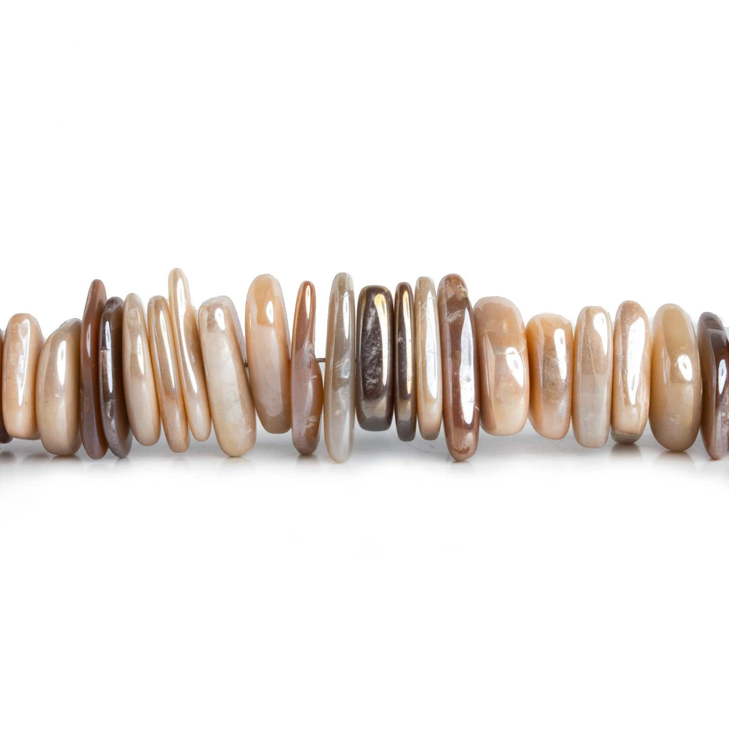 Mystic Peach Moonstone Long Chips 7.5 inch 55 beads - The Bead Traders