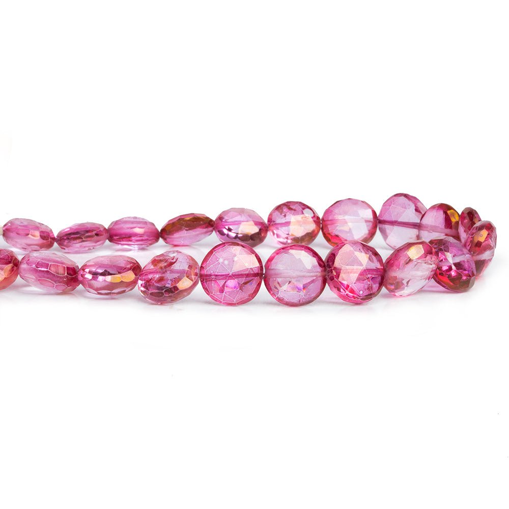 Mystic Pink Topaz Faceted Coin Beads 8 inch 18 pieces - The Bead Traders
