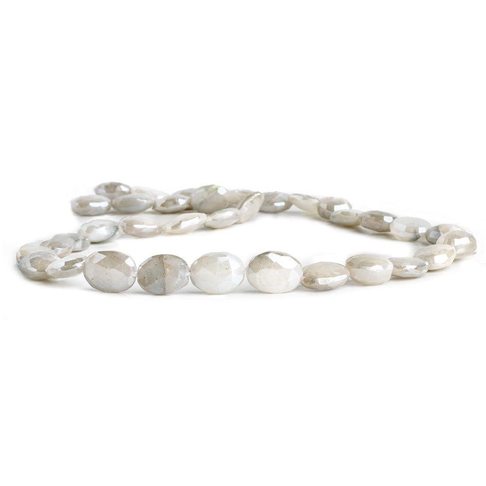 Mystic Platinum Grey Moonstone Faceted Oval Beads 14 inch 35 pieces - The Bead Traders
