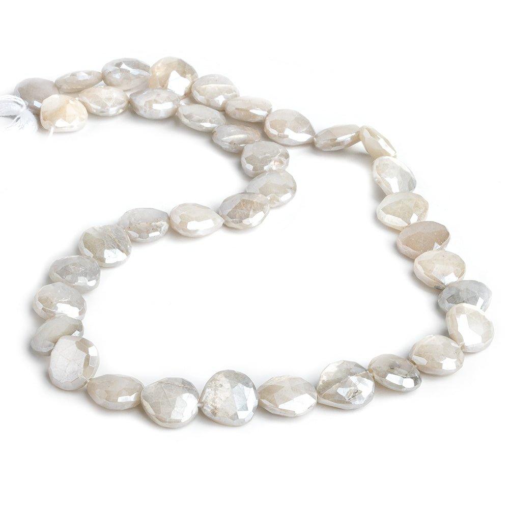 Mystic Platinum Moonstone Straight Drilled Faceted Heart Beads 14 inch 38 pieces - The Bead Traders