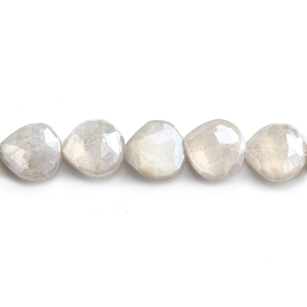 Mystic Platinum Moonstone Straight Drilled Faceted Heart Beads 14 inch 38 pieces - The Bead Traders