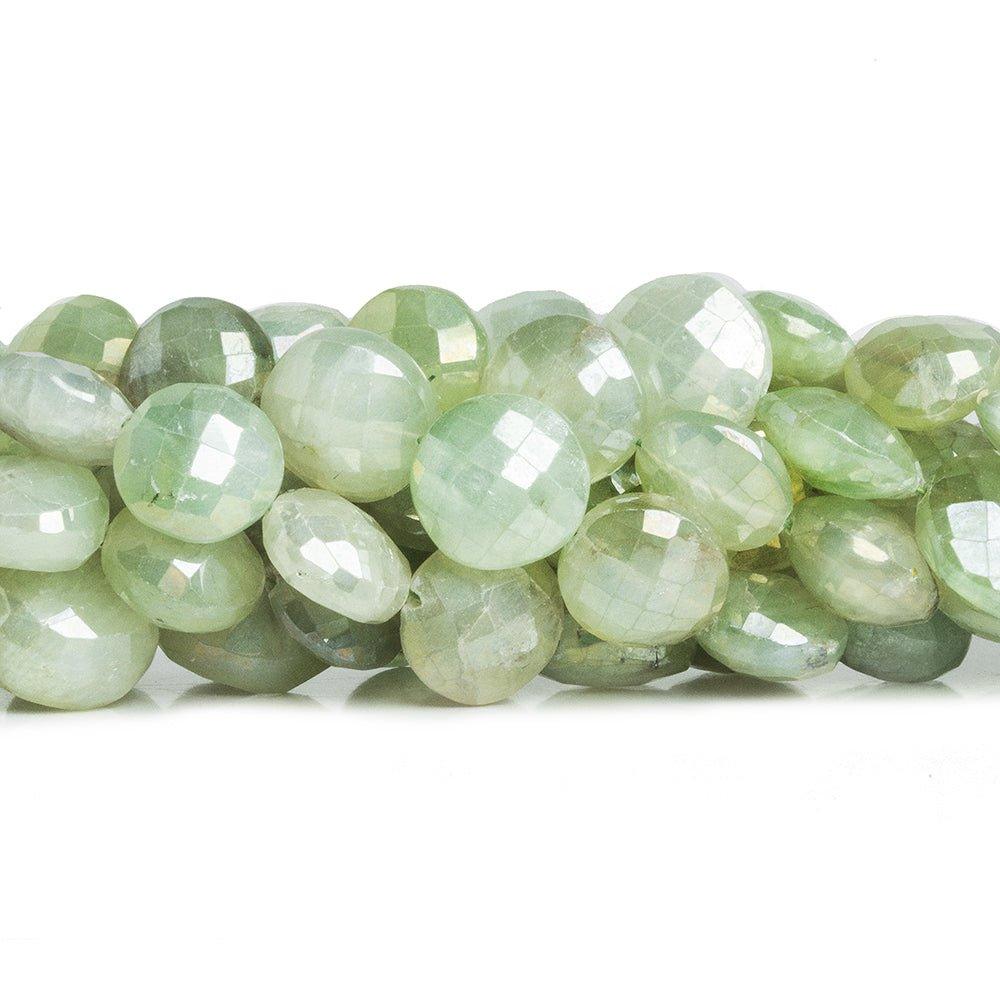 Mystic Prehnite Faceted Coin Beads 14 inch 29 pieces - The Bead Traders