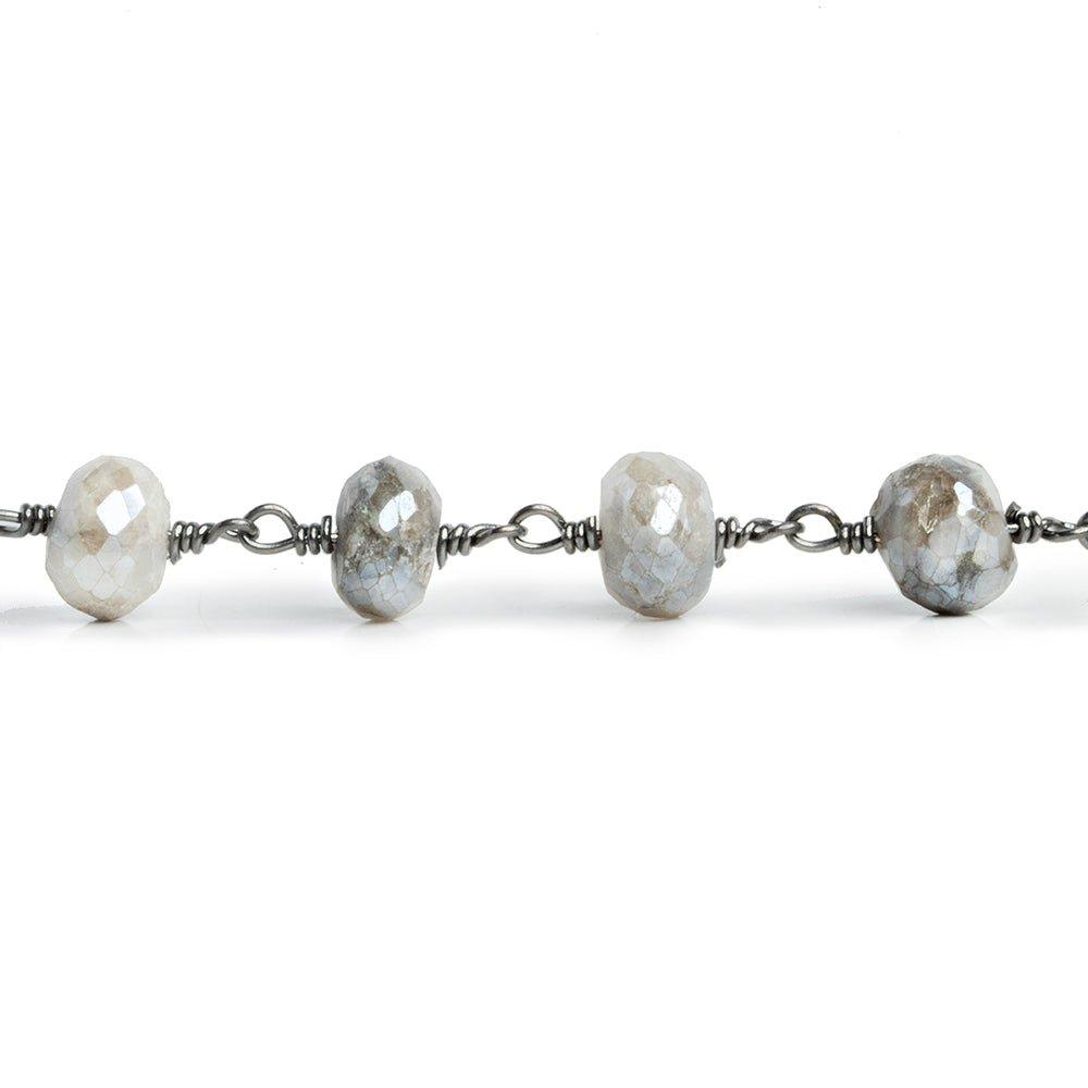Mystic Quartz Faceted Rondelle Black Gold Chain by the Foot 22 pieces - The Bead Traders