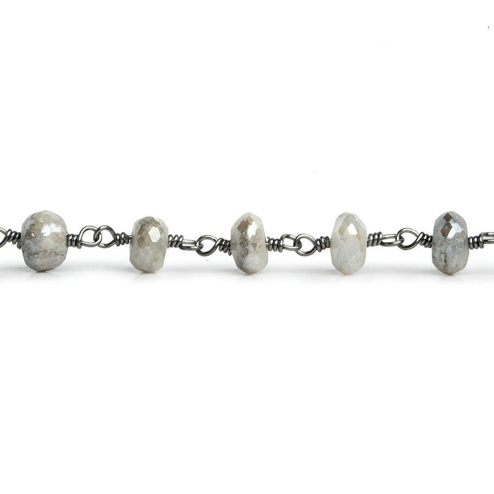 Mystic Quartz Faceted Rondelle Black Gold Chain by the Foot 24 pieces - The Bead Traders