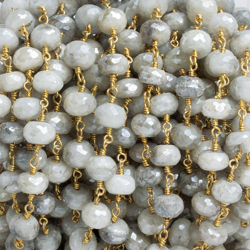 Mystic Quartz Faceted Rondelle Gold Chain by the Foot 22 pieces - The Bead Traders