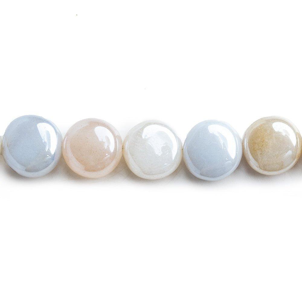 Mystic Turkish Chalcedony Plain Coin Beads 8 inch 20 pieces - The Bead Traders