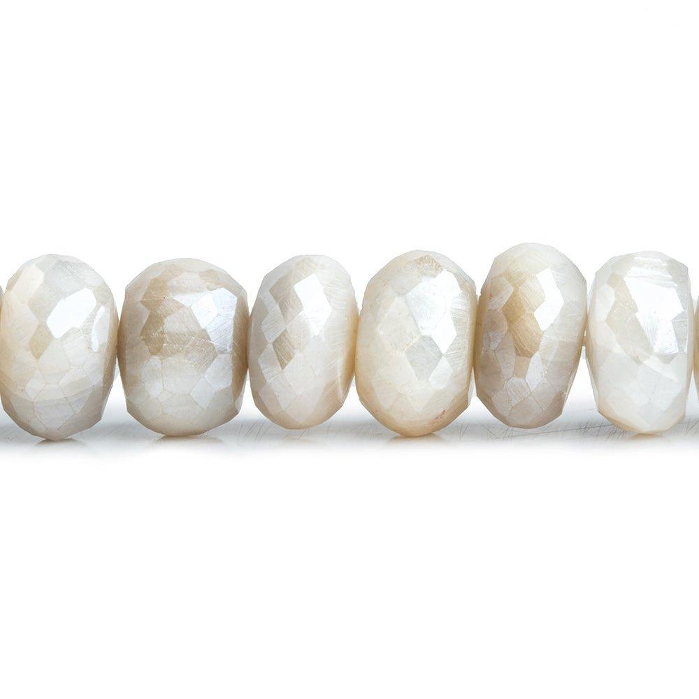Mystic White Moonstone Faceted Rondelle Beads 13 inch 50 pieces - The Bead Traders