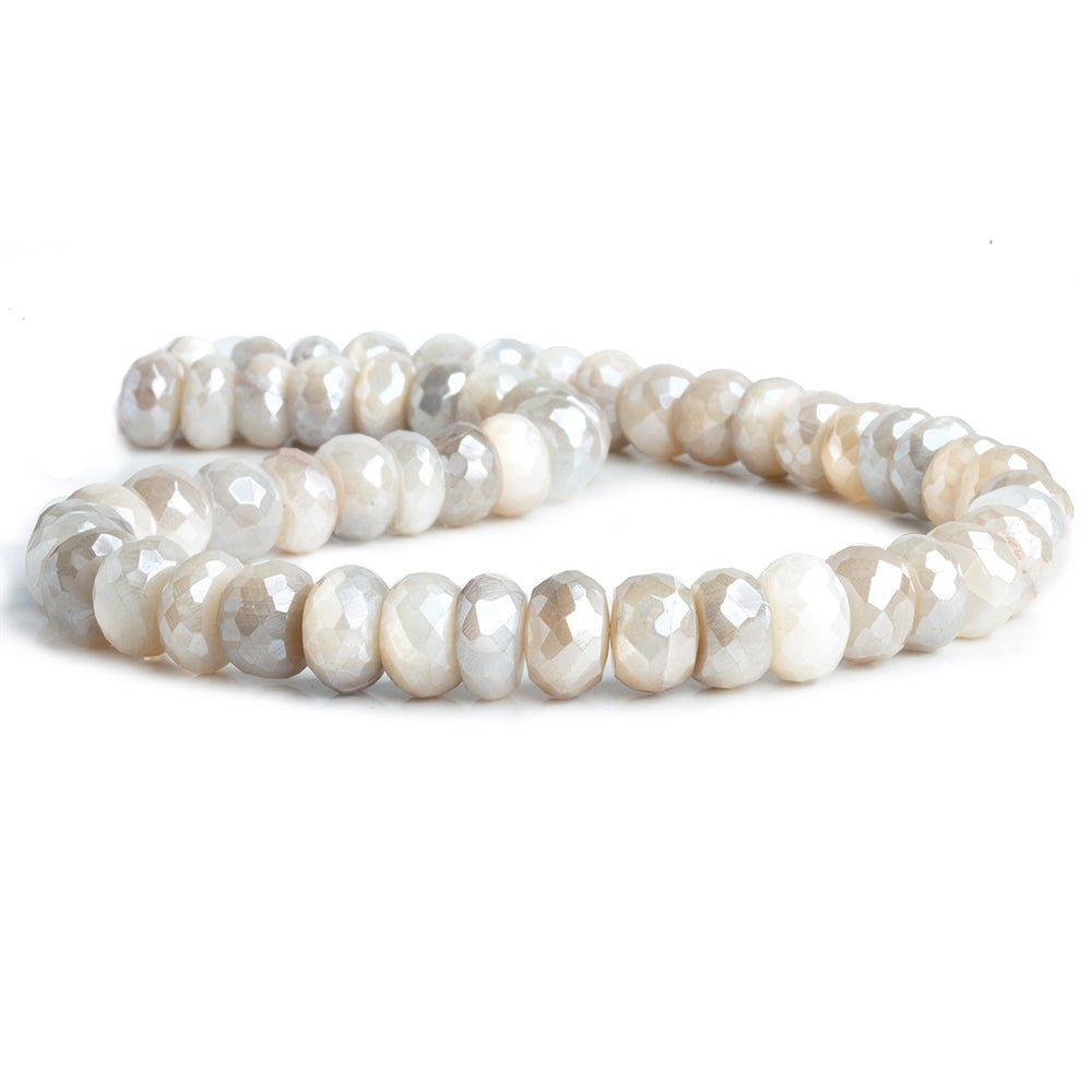 Mystic White Moonstone Faceted Rondelle Beads 13 inch 50 pieces - The Bead Traders