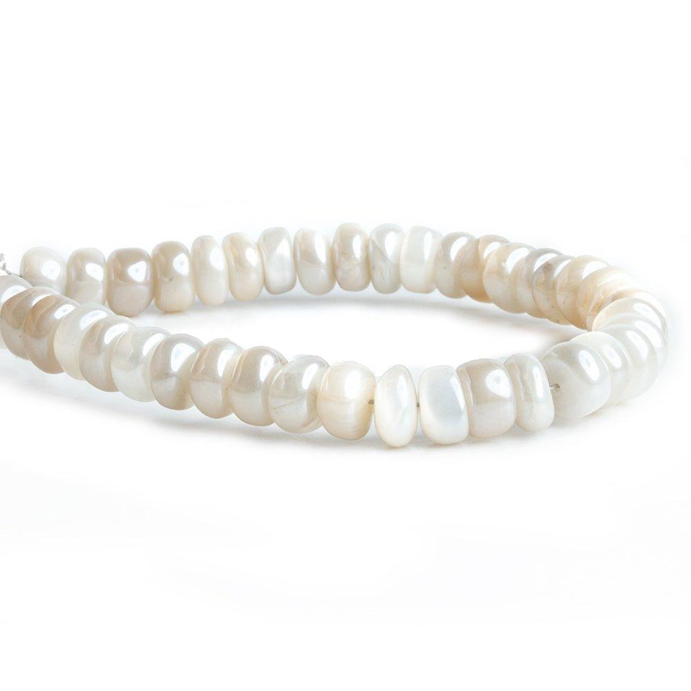 Mystic White Moonstone Plain Rondelle Beads 7.5 inch 38 pieces - The Bead Traders