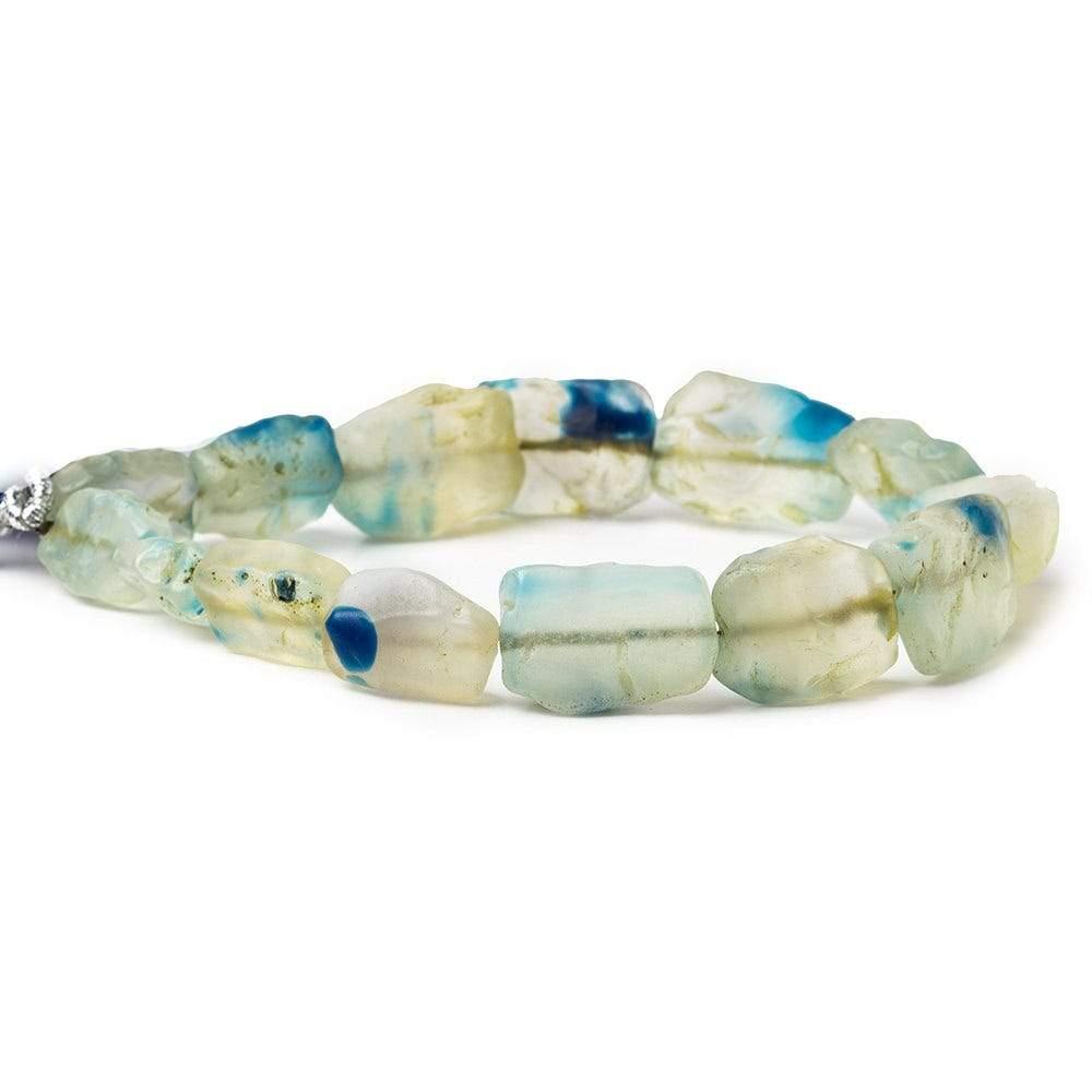 Nassau Blue & White Agate Beads Tumbled Hammer Faceted Rectangle - The Bead Traders