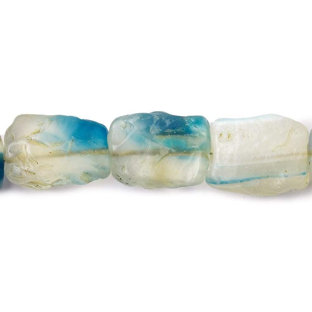 Nassau Blue & White Agate Beads Tumbled Hammer Faceted Rectangle - The Bead Traders