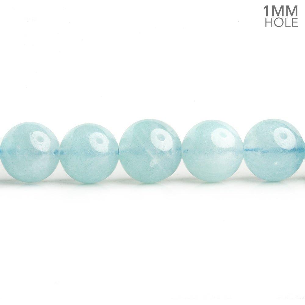 Natural Aquamarine Plain Round Beads 15 inch 45 pieces - The Bead Traders