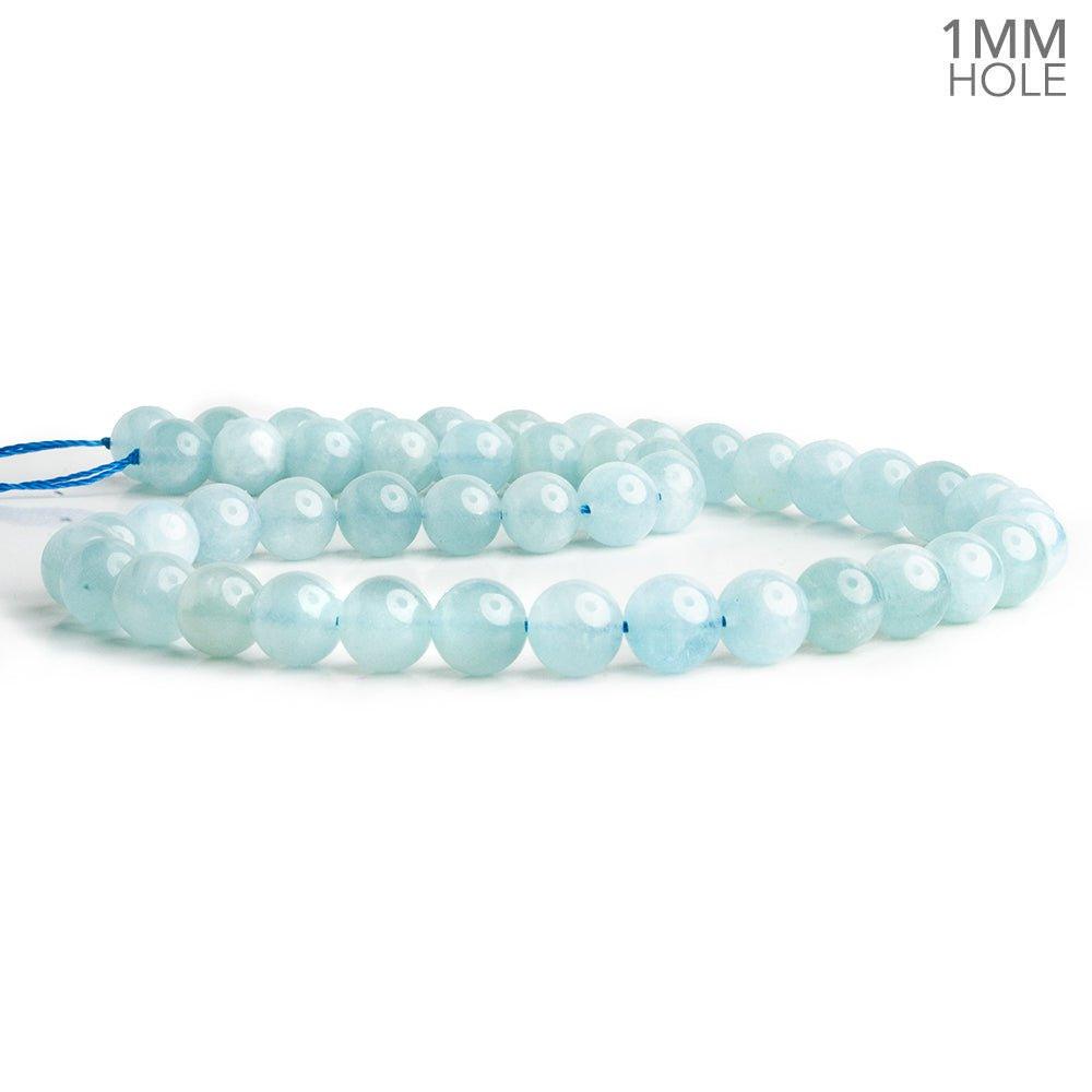 Natural Aquamarine Plain Round Beads 15 inch 45 pieces - The Bead Traders