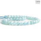 Natural Aquamarine Plain Round Beads 15 inch 45 pieces - The Bead Traders