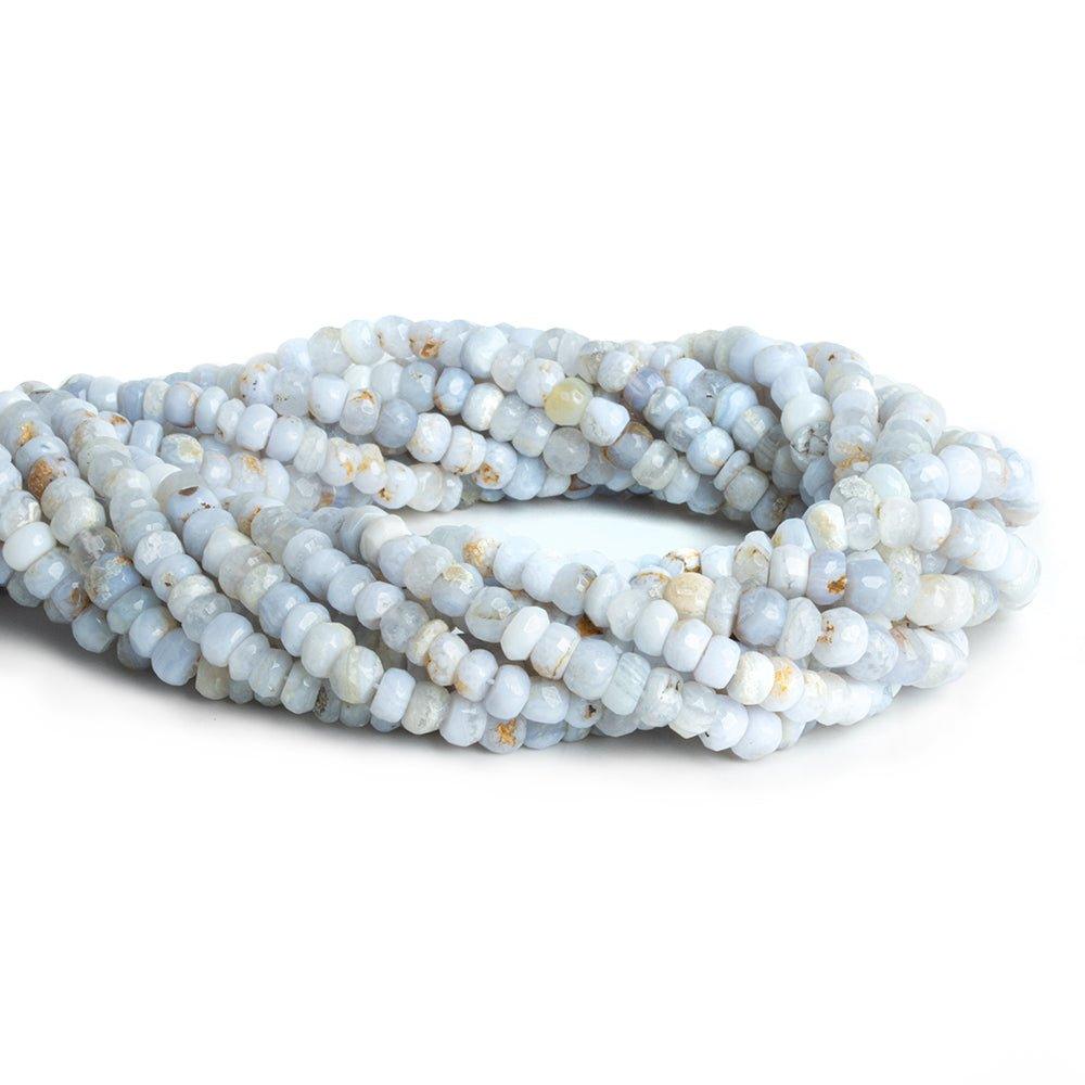 Natural Chalcedony Hand Cut Faceted Rondelle Beads 12 inch 85 pieces - The Bead Traders