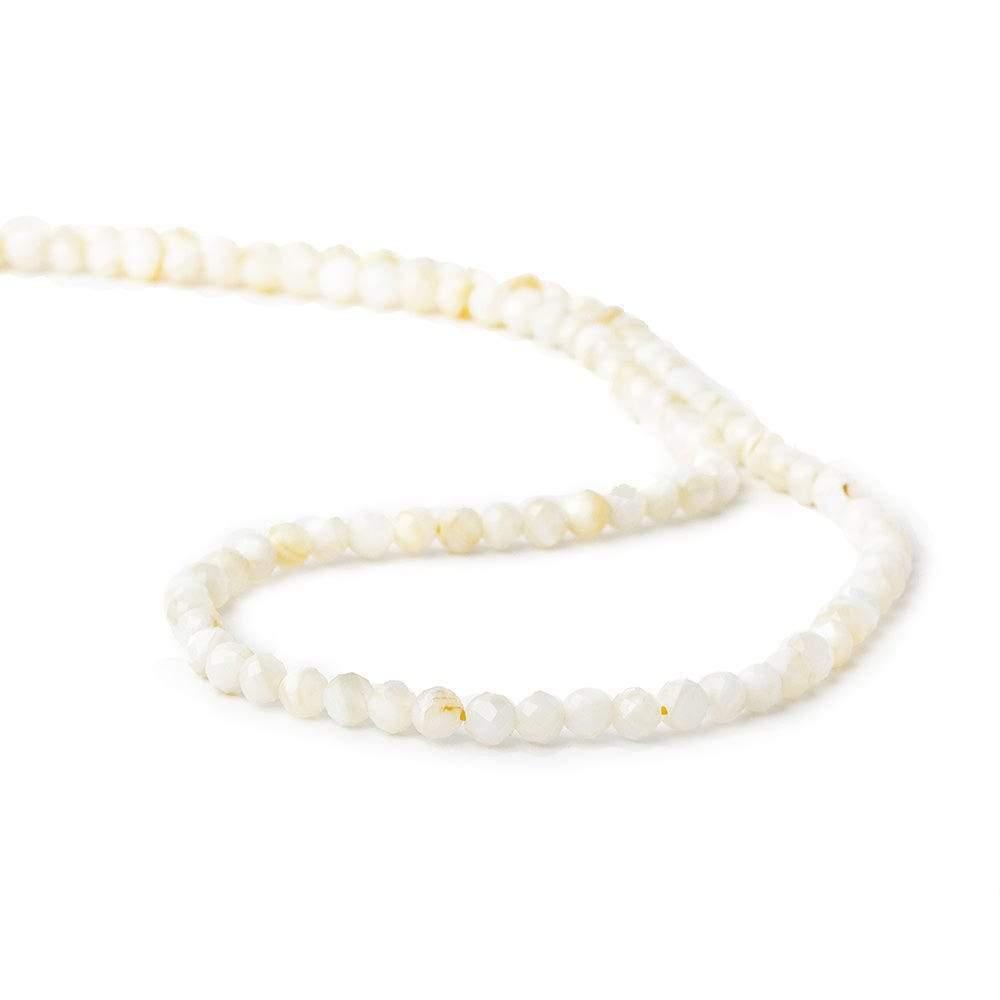 Natural Cream Mother of Pearl microfaceted round beads 13 inch 100 pieces - The Bead Traders
