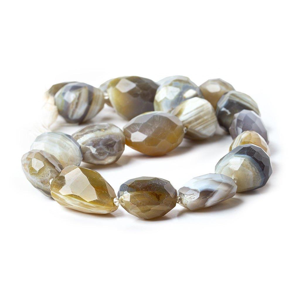 Natural Multi Tonal Agate Faceted Nugget Beads 15 inch 16 pieces - The Bead Traders