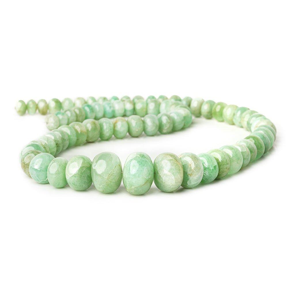 Natural Pale Emerald plain rondelles 18 inch 67 pieces 7mm - 16mm - The Bead Traders