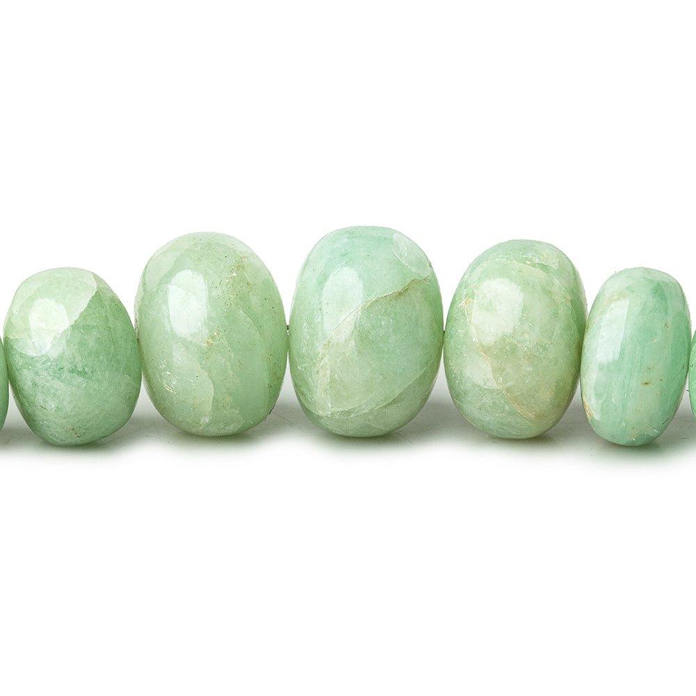 Natural Pale Emerald plain rondelles 18 inch 67 pieces 7mm - 16mm - The Bead Traders