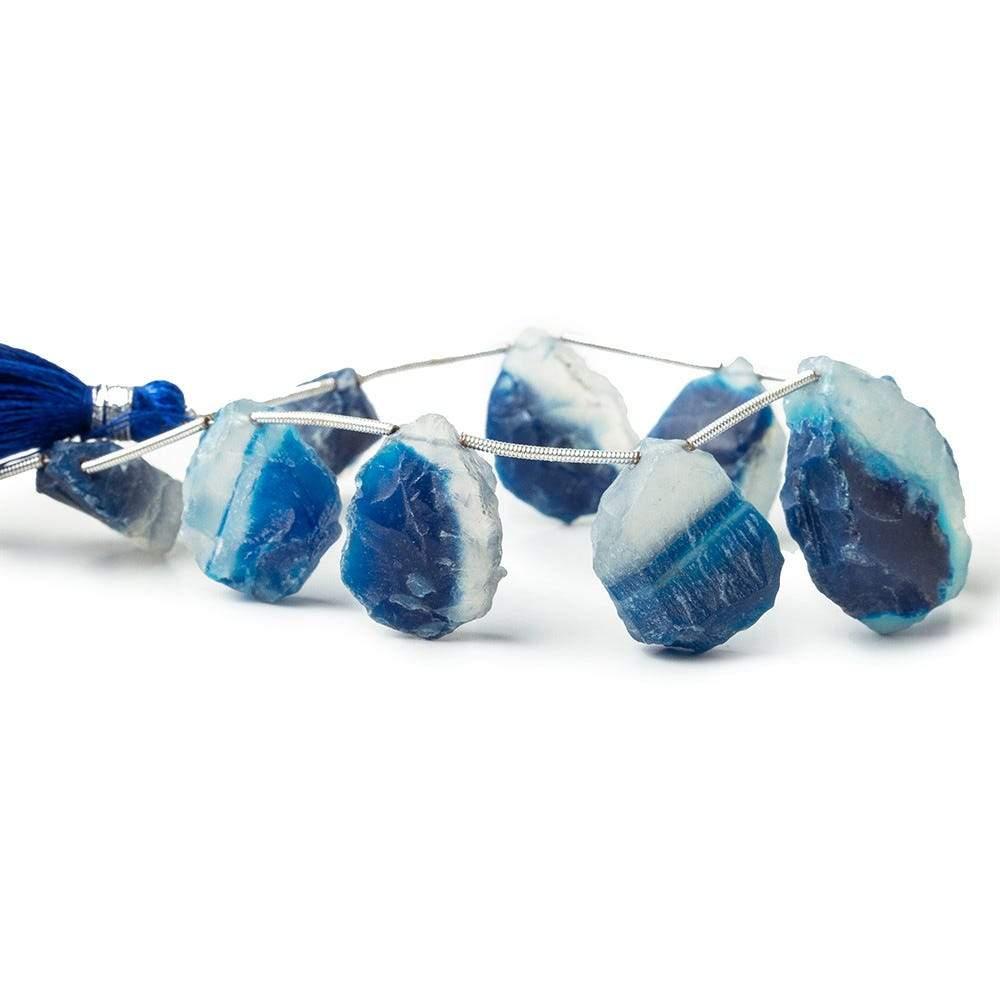 Nautical Blue Agate Beads Hammer Faceted Pear - The Bead Traders