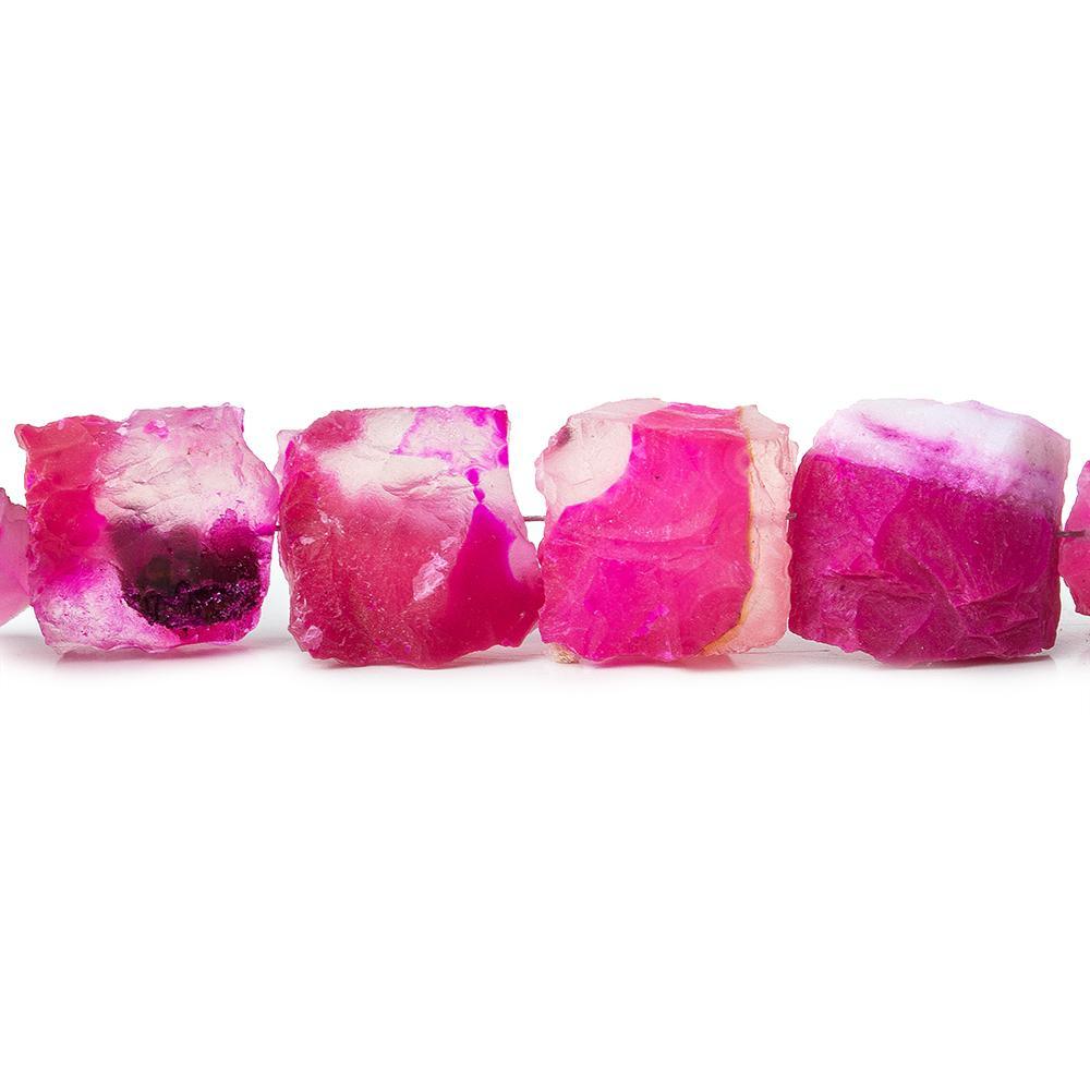 Neon Pink Shaded Agate Hammer Faceted Square beads 8 inch 16 pieces - The Bead Traders