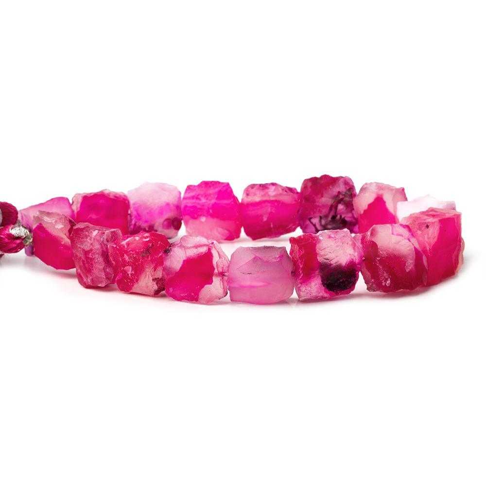 Neon Pink Shaded Agate Hammer Faceted Square beads 8 inch 16 pieces - The Bead Traders