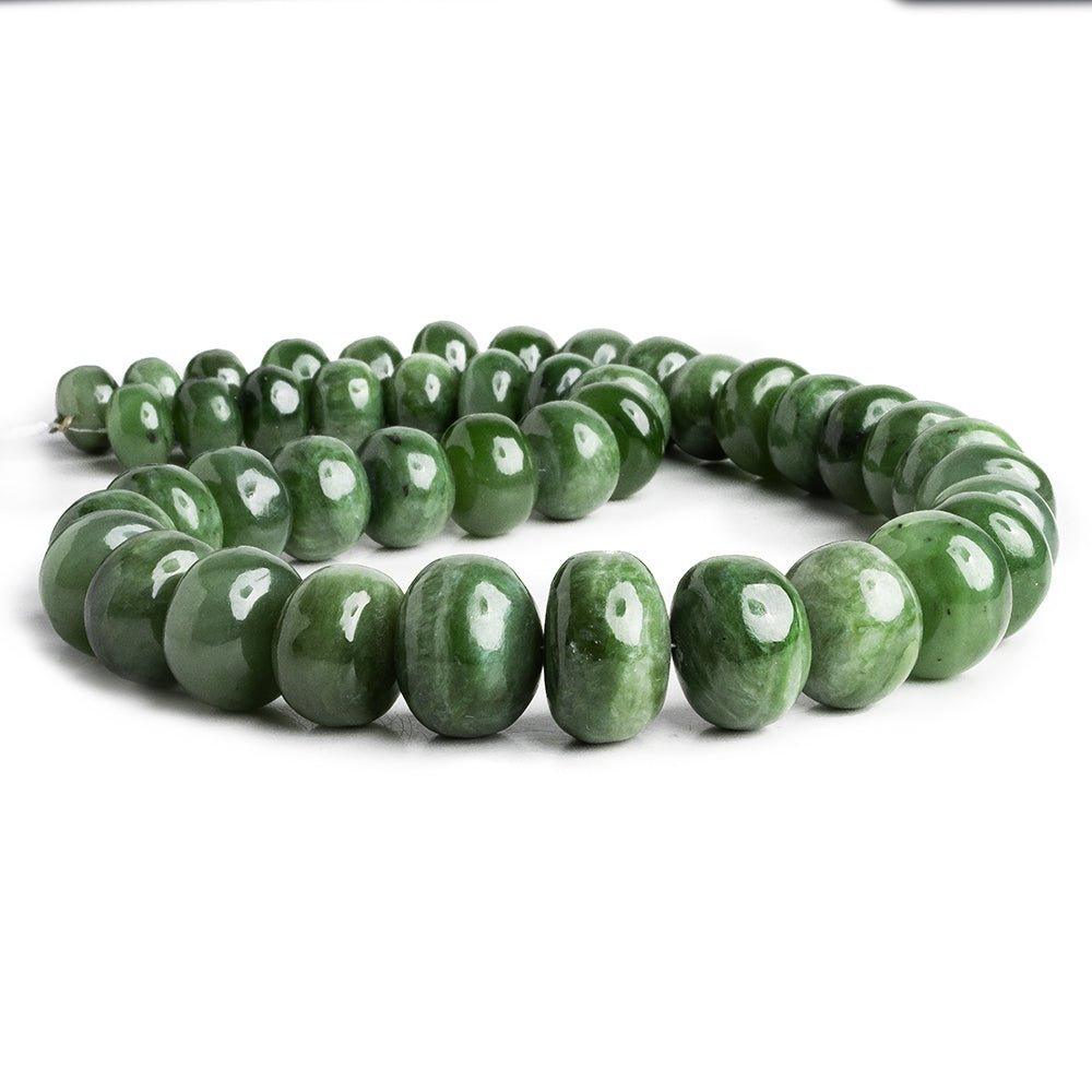 Nephrite Jade Plain Rondelle Beads 16 inch 43 pieces - The Bead Traders