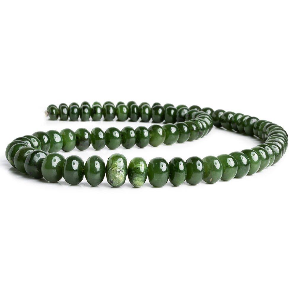 Nephrite Jade Plain Rondelle Beads 18 inch 79 pieces - The Bead Traders