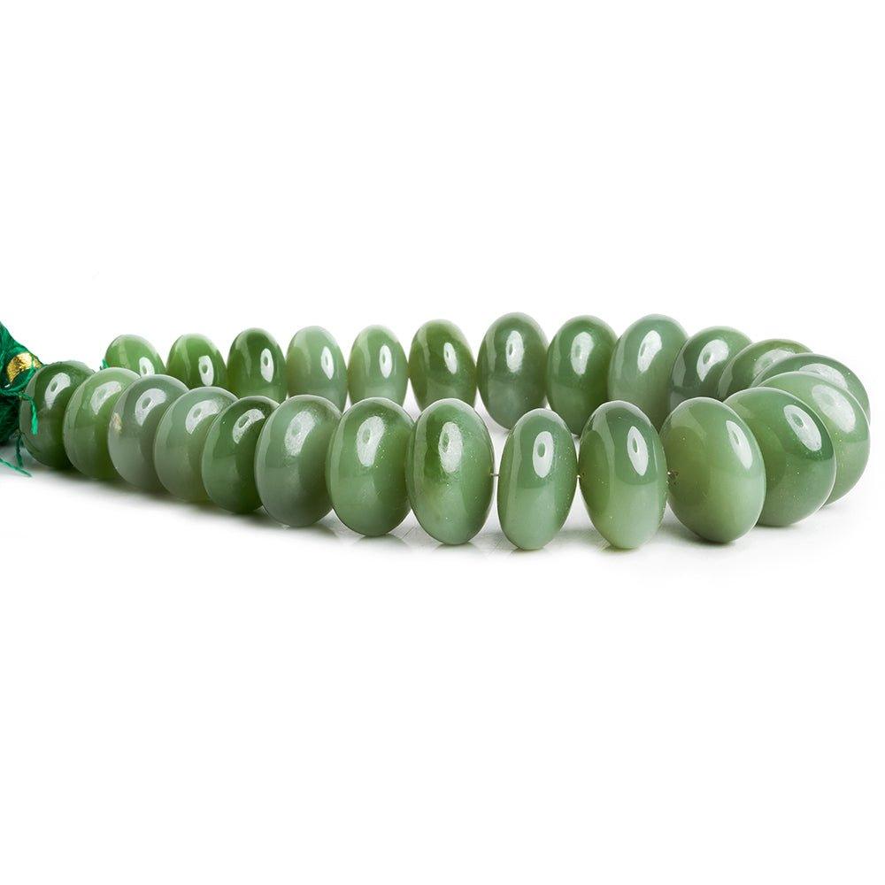 Nephrite Jade Plain Rondelle Beads 9 inch 25 pieces - The Bead Traders