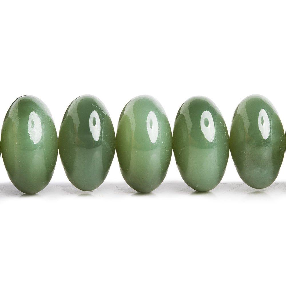 Nephrite Jade Plain Rondelle Beads 9 inch 25 pieces - The Bead Traders