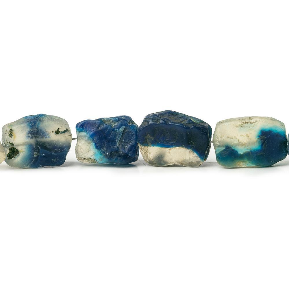 Night Sky Blues Agate Tumbled Hammer Faceted Rectangle Beads 8 inch 12 pieces - The Bead Traders