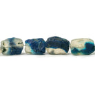 Night Sky Blues Agate Tumbled Hammer Faceted Rectangle Beads 8 inch 12 pieces - The Bead Traders