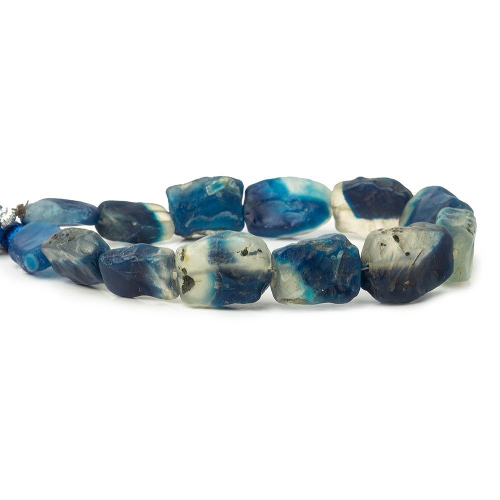 Night Sky Blues Agate Tumbled Hammer Faceted Rectangle Beads 8 inch 12 pieces - The Bead Traders