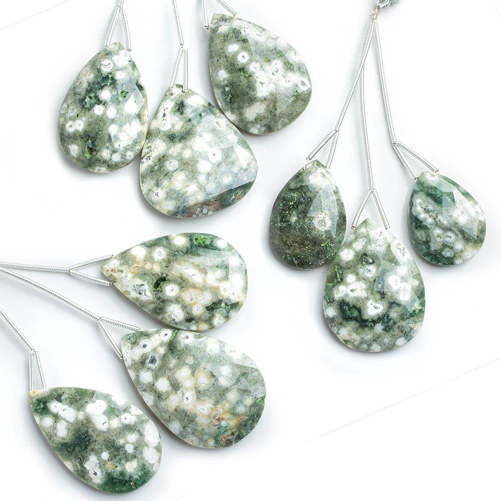 Ocean Jasper Faceted Pear Focal Beads 3 Pieces - The Bead Traders
