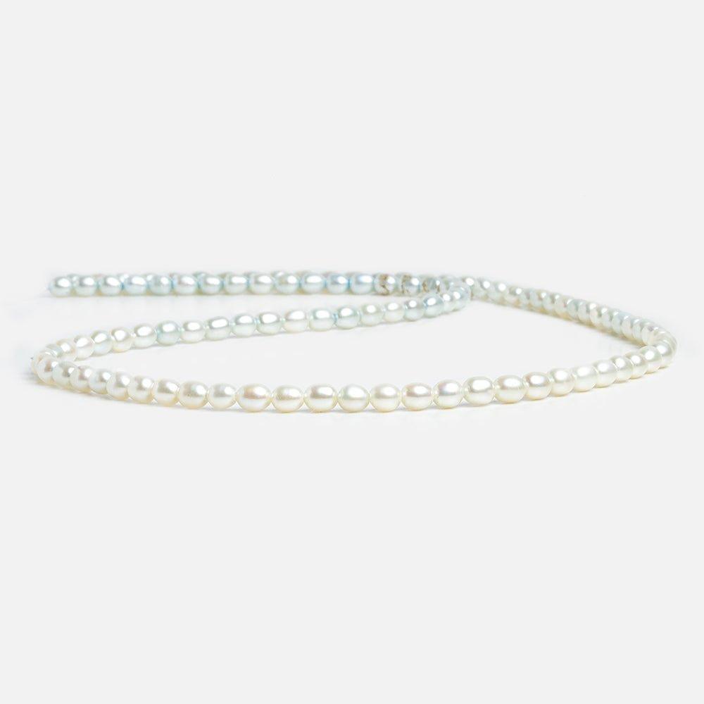 Off White & Baby Blue Straight Drill Oval Pearls 15 inch 105 pieces - The Bead Traders