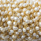 Off White Baroque Freshwater Pearl Vermeil Chain by the foot 33 pcs - The Bead Traders