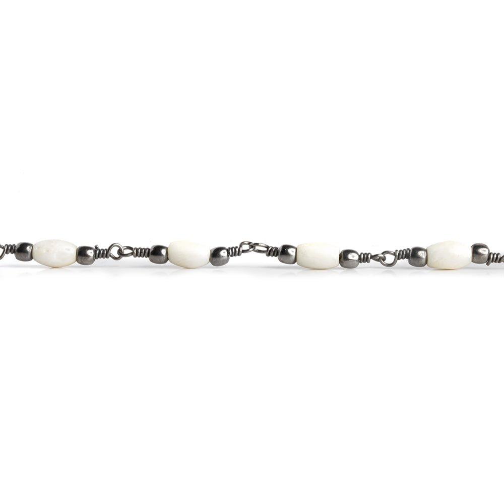 Off White Bone Barrel Black Gold Chain by the Foot 15 pieces - The Bead Traders