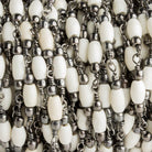Off White Bone Barrel Black Gold Chain by the Foot 15 pieces - The Bead Traders
