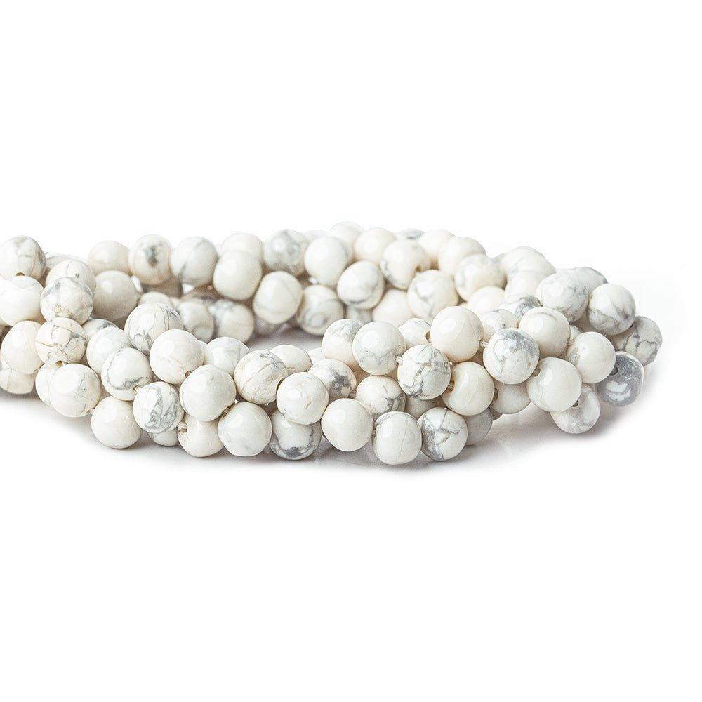 Off White Howlite Beads Plain 5mm Rounds, 14" length, 69 pcs - The Bead Traders