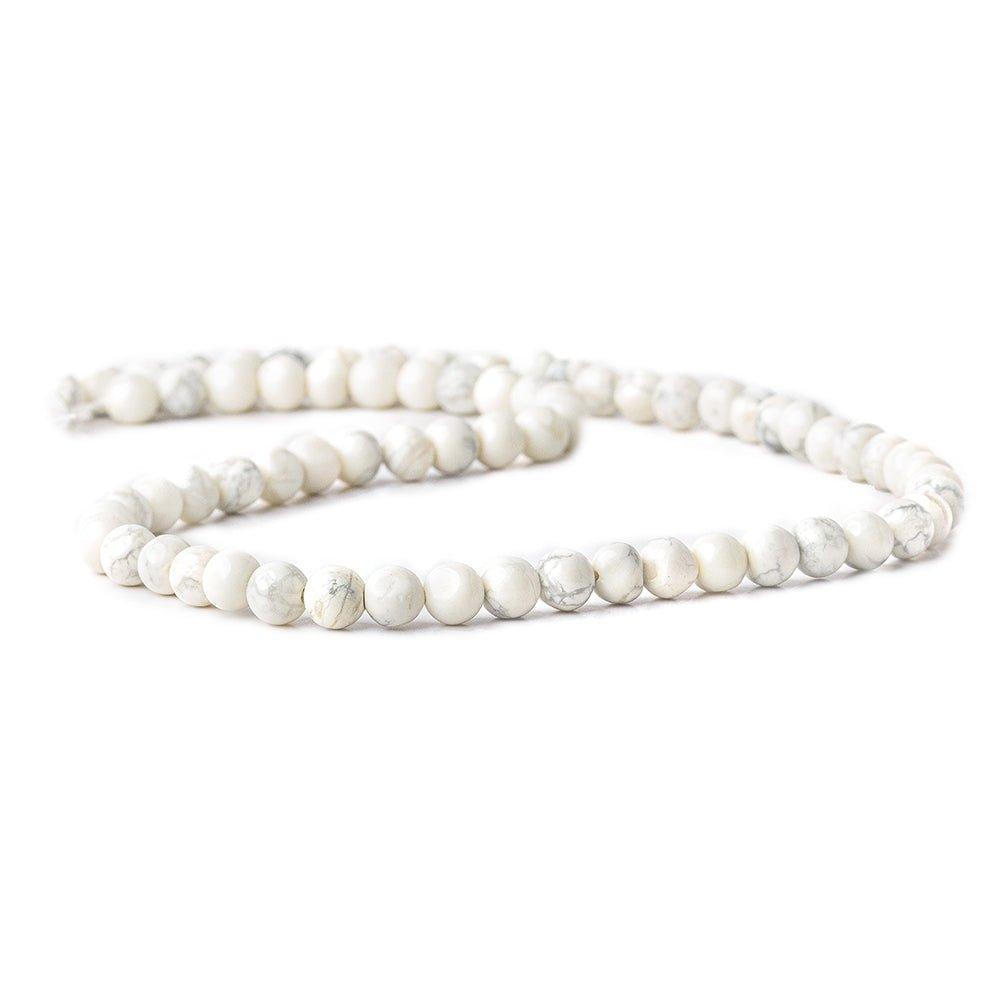 Off White Howlite Beads Plain 5mm Rounds, 14" length, 69 pcs - The Bead Traders