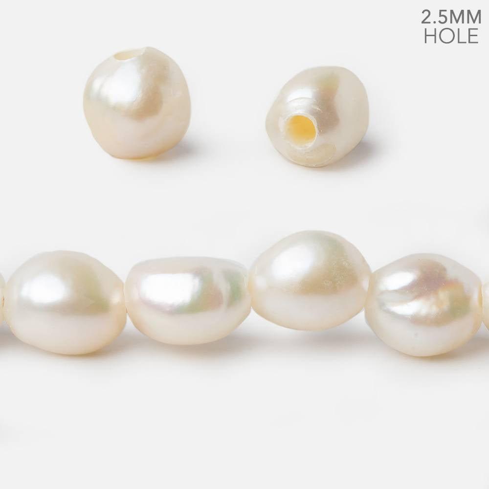 Off White Large Hole Baroque Freshwater Pearls 15 inch 31 pieces - The Bead Traders