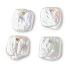 Off White Large Hole Square Freshwater Pearl 1 Piece - The Bead Traders