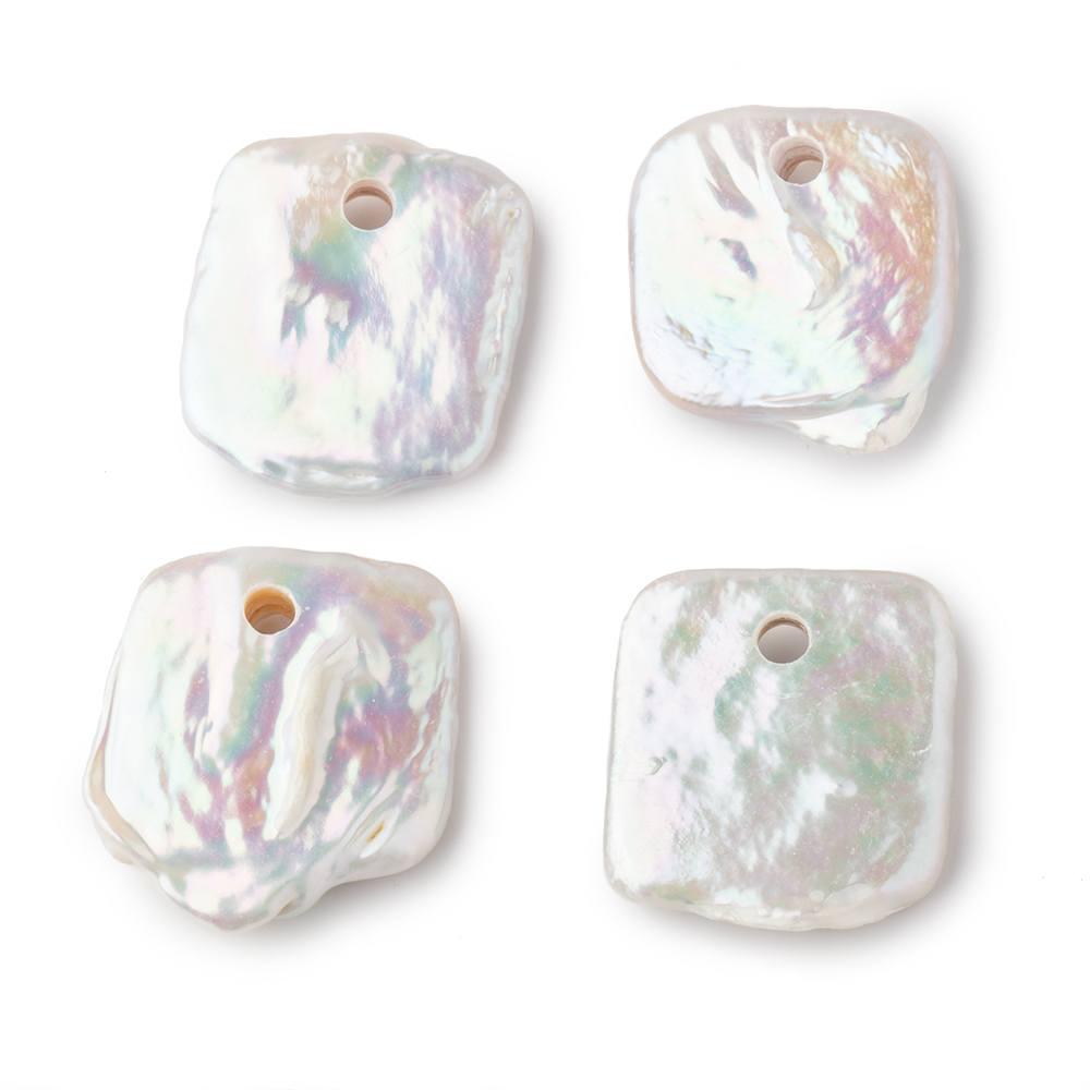 Off White Large Hole Square Freshwater Pearl 1 Piece - The Bead Traders
