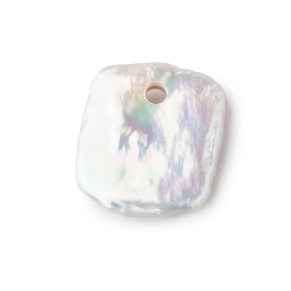 Off White Large Hole Square Freshwater Pearl 1 Piece - The Bead Traders